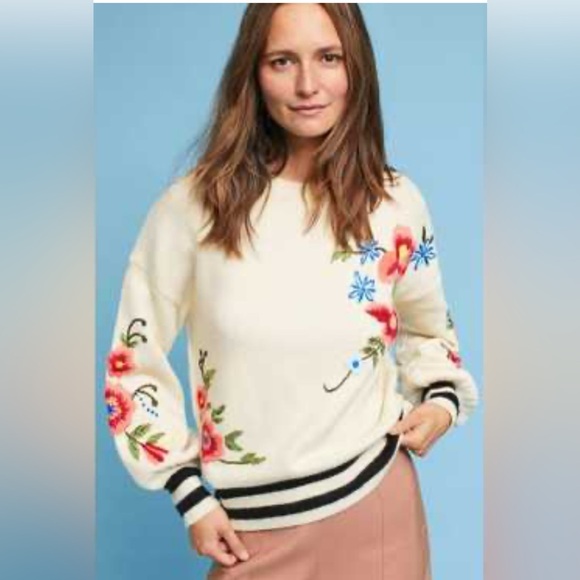 Anthropologie Sweaters - Harlyn Anthropologie Gardenstripe Pullover Sweater SZ LG